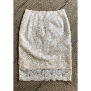 Women’s Cream Lace Pencil Skirt